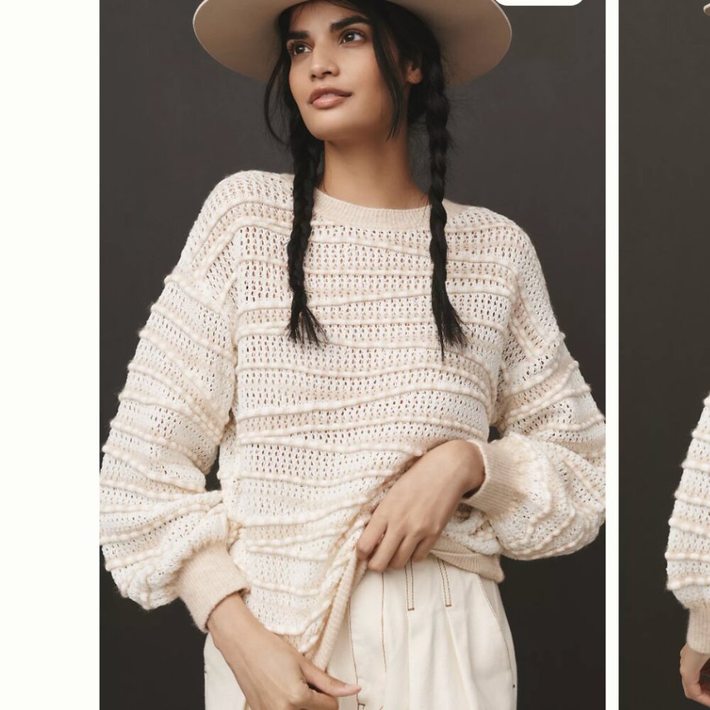 By Anthropologie‎ Open-Stitch Checkered Sweater